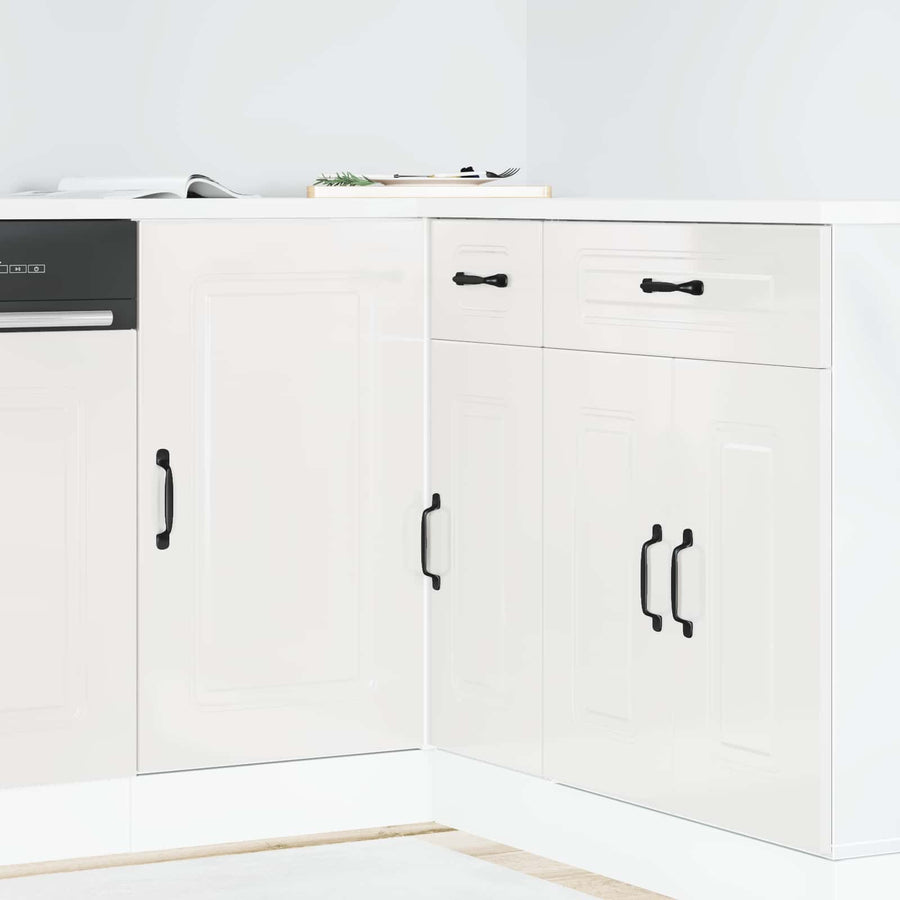 Kitchen Base Cabinet "Kalmar" High Gloss White Engineered Wood