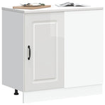 Kitchen Base Cabinet "Kalmar" High Gloss White Engineered Wood