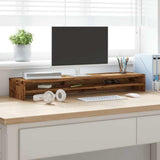 Monitor Stand Old Wood 100x24x13 cm Engineered Wood - Side View