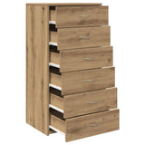 Sideboard with 6 Drawers Artisan Oak 50x34x96 cm Engineered Wood - Rear View