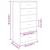 Sideboard with 6 Drawers Artisan Oak 50x34x96 cm Engineered Wood - Extra Image