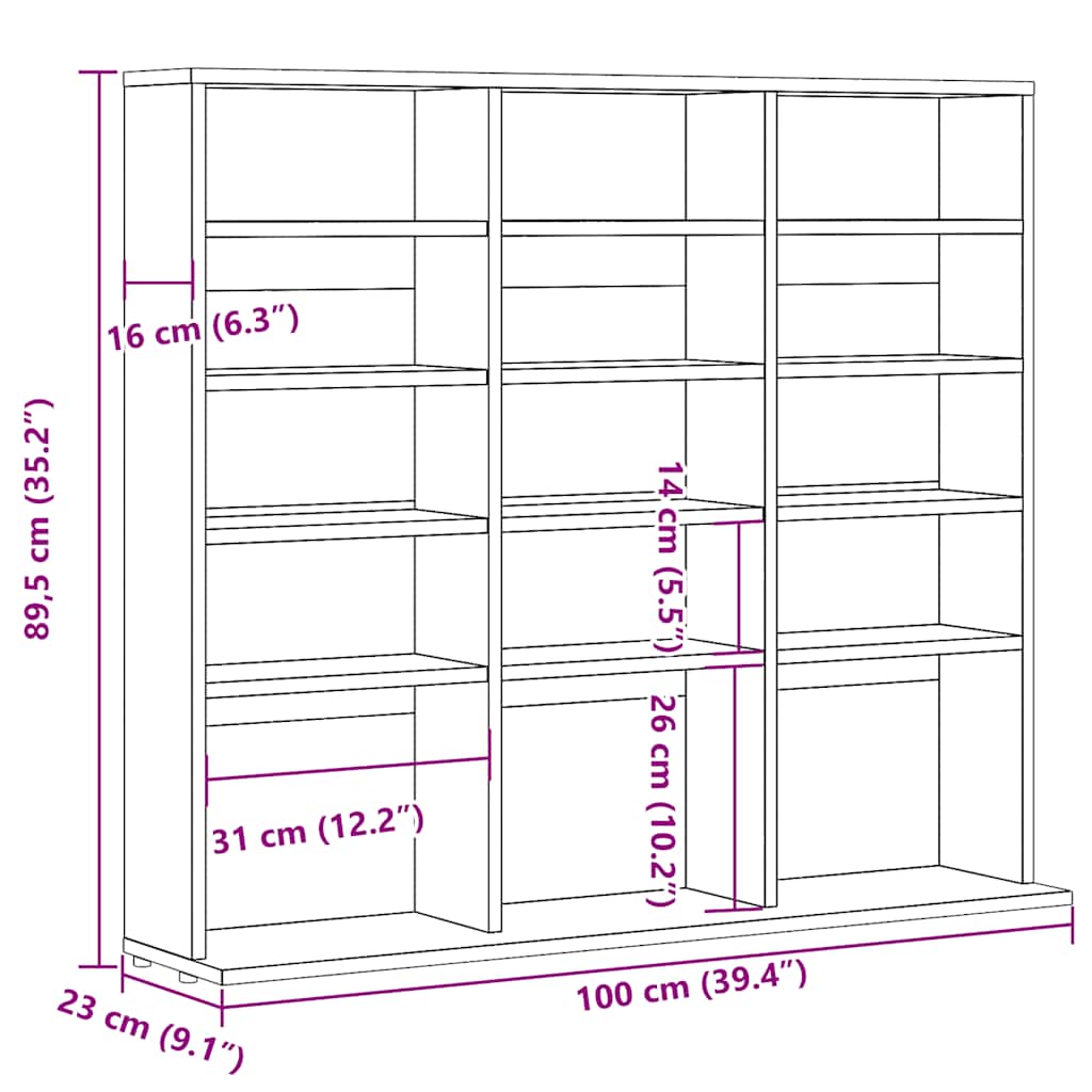 CD Cabinet Old Wood 100x23x89.5 cm Engineered Wood