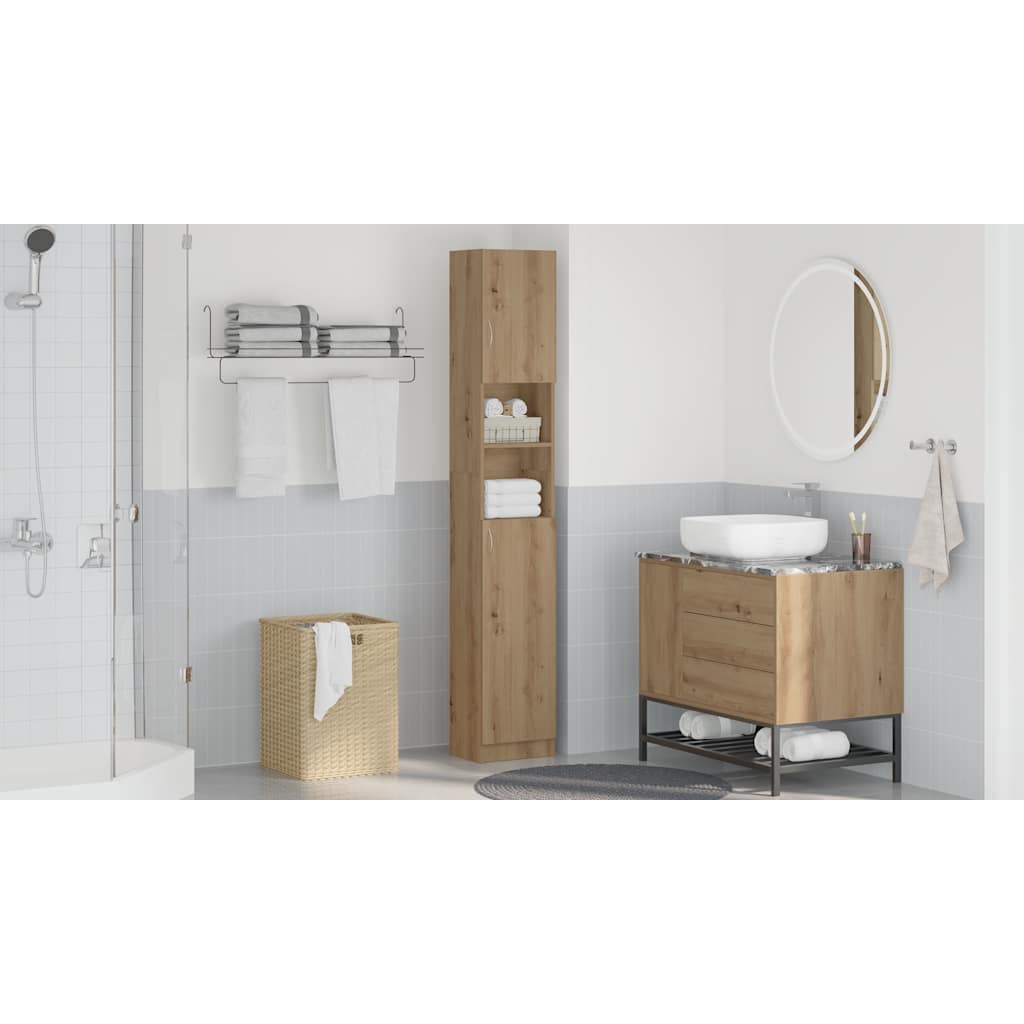 Bathroom Cabinet Artisan Oak 32x25.5x190 cm Engineered Wood