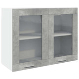 Hanging Glass Cabinet Lyon Concrete Grey 80x31x60 cm - Front View