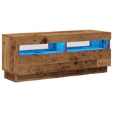 TV Cabinet with LED Lights Old Wood 100x35x40 cm Engineered Wood - Front View
