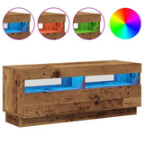 TV Cabinet with LED Lights Old Wood 100x35x40 cm Engineered Wood - Top-Down View