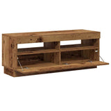 TV Cabinet with LED Lights Old Wood 100x35x40 cm Engineered Wood - Low Angle