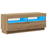 TV Cabinet with LED Lights Artisian Oak 100x35x40 cm Engineered Wood - Front View
