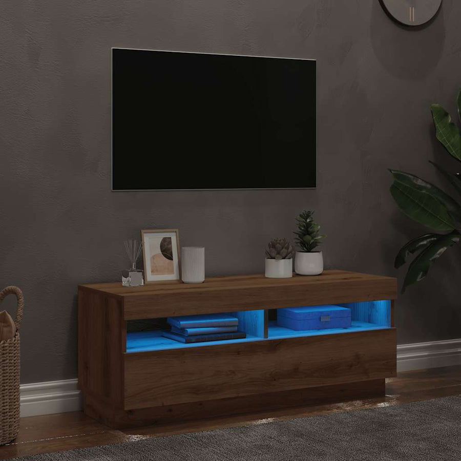 TV Cabinet with LED Lights Artisian Oak 100x35x40 cm