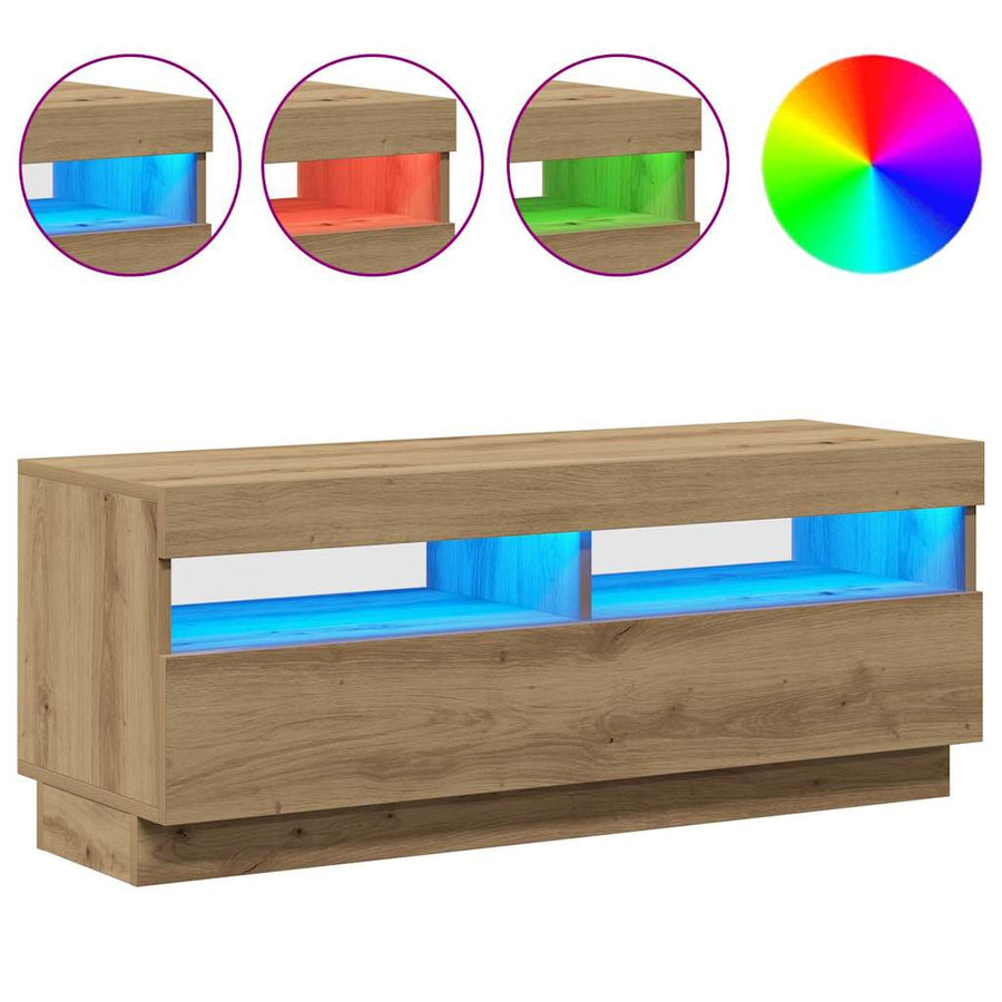 TV Cabinet with LED Lights Artisian Oak 100x35x40 cm