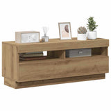 TV Cabinet with LED Lights Artisian Oak 100x35x40 cm Engineered Wood - Top-Down View