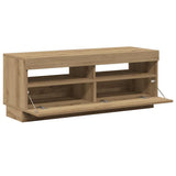 TV Cabinet with LED Lights Artisian Oak 100x35x40 cm Engineered Wood - Close-Up Angle