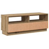 TV Cabinet with LED Lights Artisian Oak 100x35x40 cm Engineered Wood - Low Angle