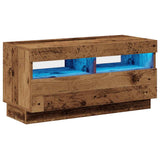 TV Cabinet with LED Lights Old Wood 80x35x40 cm Engineered Wood - Front View