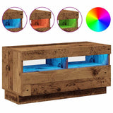 TV Cabinet with LED Lights Old Wood 80x35x40 cm Engineered Wood