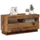 TV Cabinet with LED Lights Old Wood 80x35x40 cm Engineered Wood - 45-Degree Angle