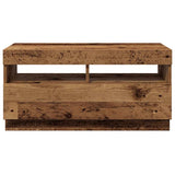 TV Cabinet with LED Lights Old Wood 80x35x40 cm Engineered Wood - Close-Up Angle
