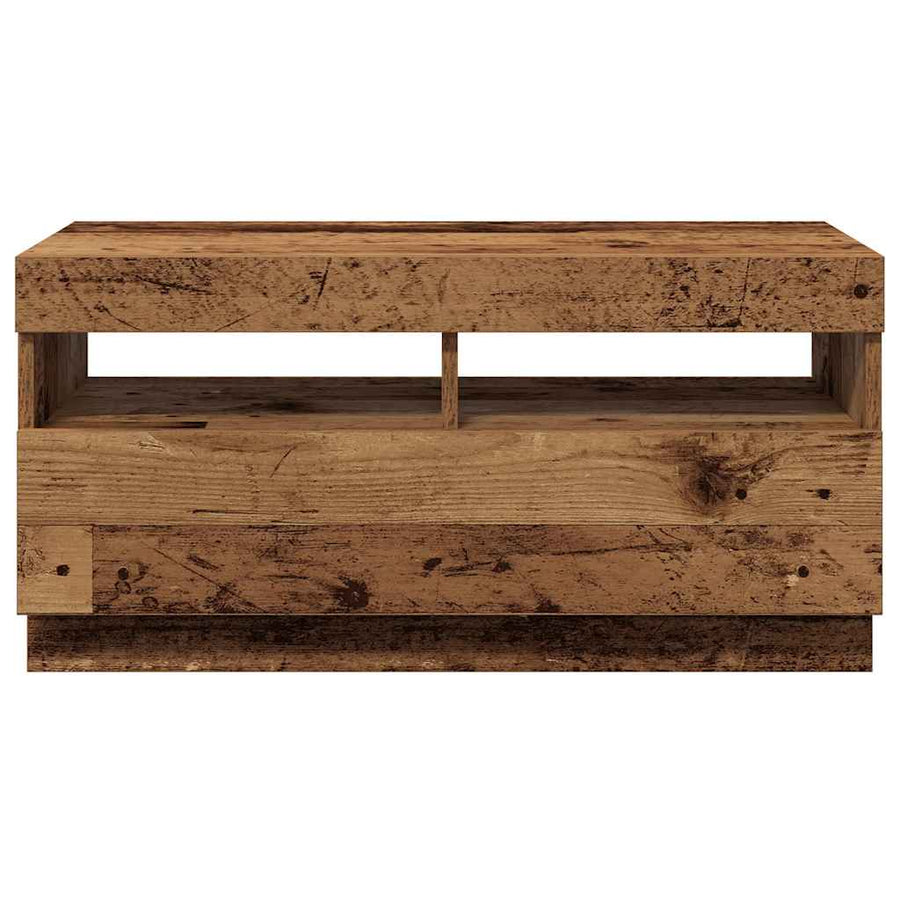 TV Cabinet with LED Lights Old Wood 80x35x40 cm Engineered Wood