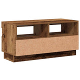 TV Cabinet with LED Lights Old Wood 80x35x40 cm Engineered Wood - Low Angle