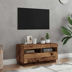 TV Cabinet with LED Lights Old Wood 80x35x40 cm Engineered Wood