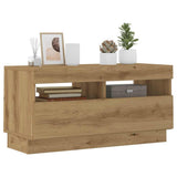TV Cabinet with LED Lights Artisian Oak 80x35x40 cm Engineered Wood - 45-Degree Angle