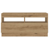 TV Cabinet with LED Lights Artisian Oak 80x35x40 cm Engineered Wood - Close-Up Angle