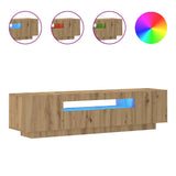 TV Cabinet with LED Lights Artisian Oak 160x35x40 cm Engineered Wood - Front View