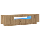 TV Cabinet with LED Lights Artisian Oak 160x35x40 cm Engineered Wood - Side View