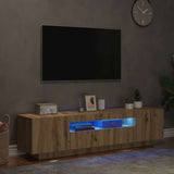 TV Cabinet with LED Lights Artisian Oak 160x35x40 cm Engineered Wood - 45-Degree Angle