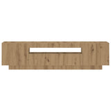 TV Cabinet with LED Lights Artisian Oak 160x35x40 cm Engineered Wood - Close-Up Angle