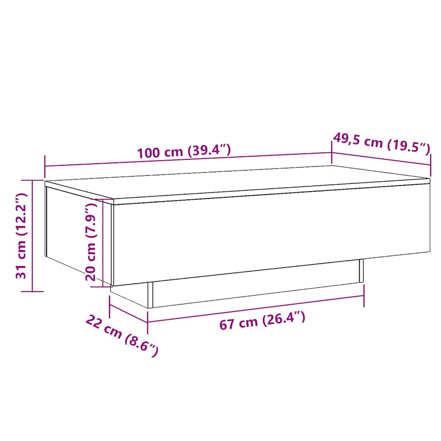 Coffee Table Old Wood 100x49,5x31 cm Engineered Wood