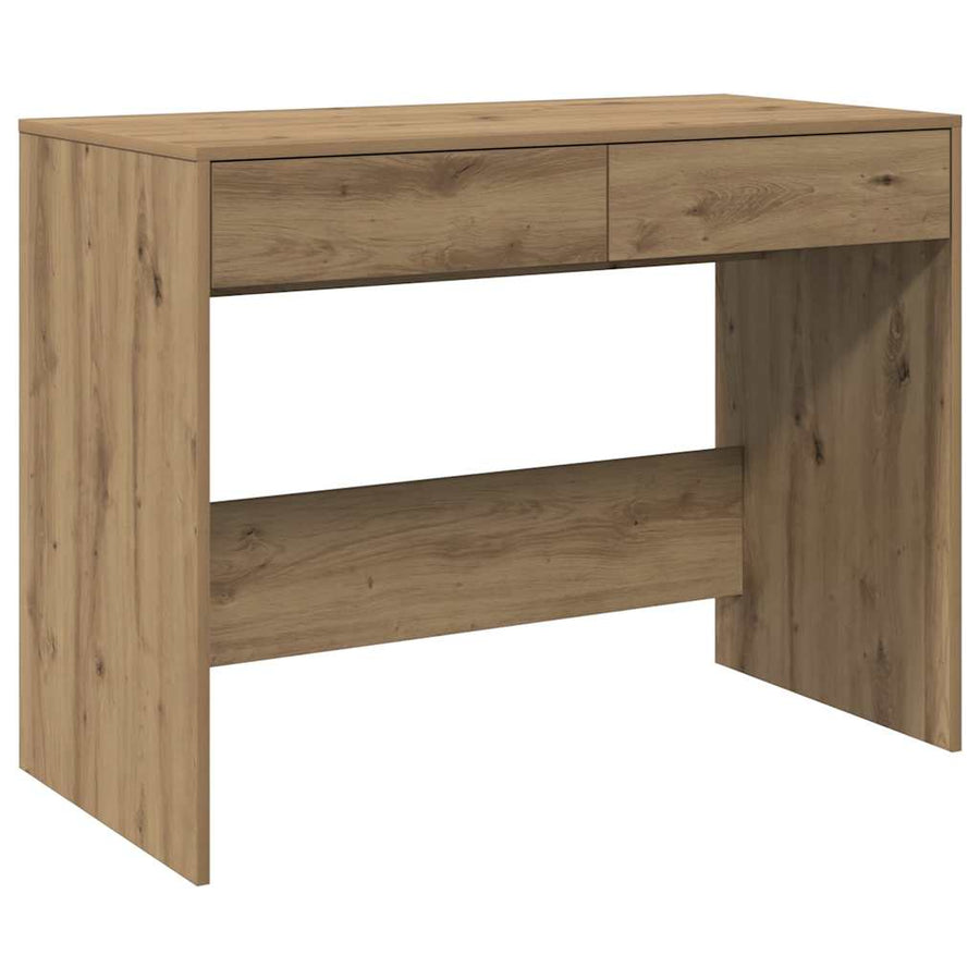 vidaXL artisan oak engineered wood desk with 2 drawers, two storage drawers
