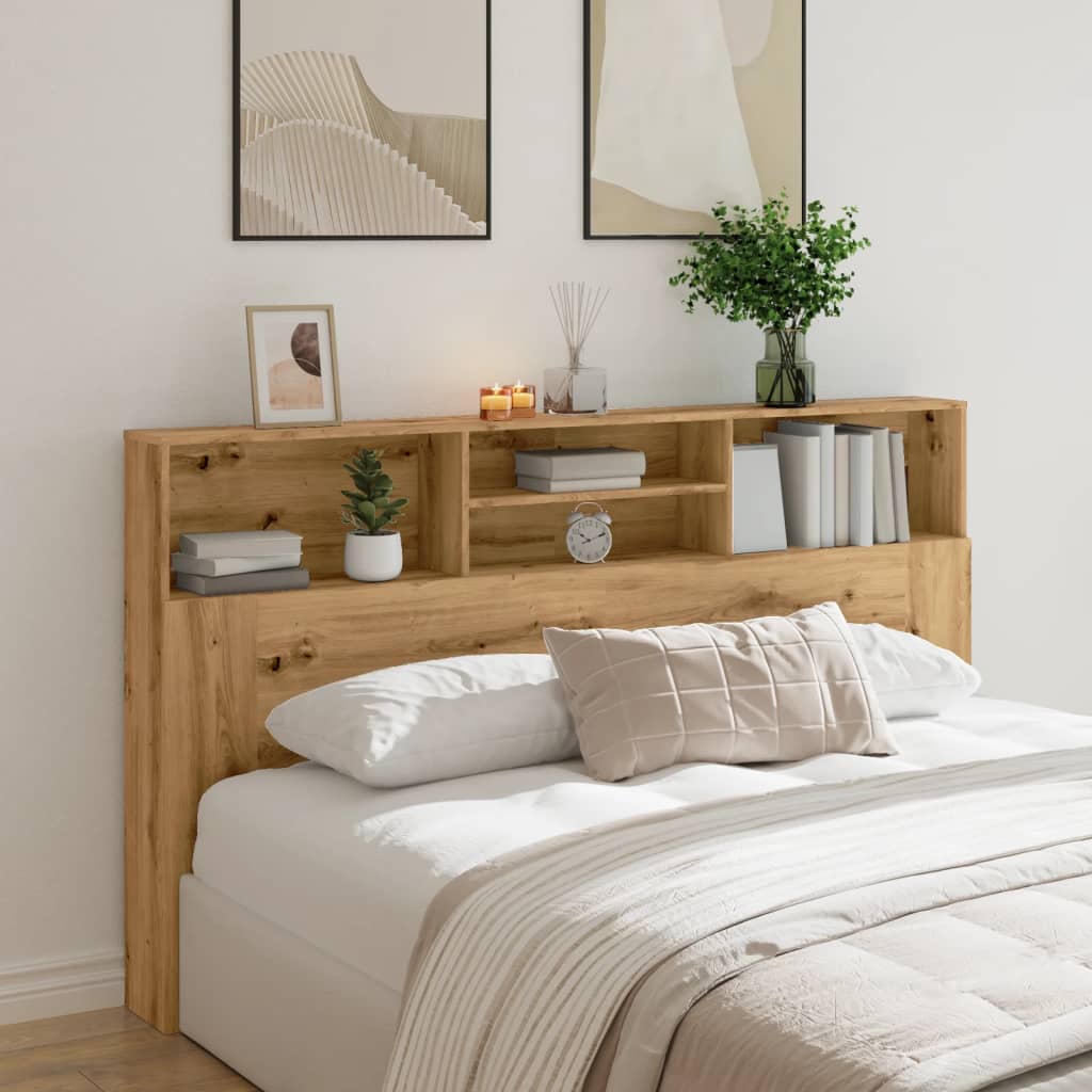 Headboard Cabinet Artisan Oak 180x19x103.5 cm Engineered Wood