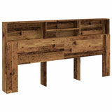 Headboard Cabinet Old Wood 200x19x103,5 cm Engineered Wood - Front View