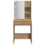 Dressing Table with LED Artisan Oak 60x40x140 cm - Rear View