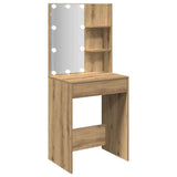 Dressing Table with LED Artisan Oak 60x40x140 cm - Close-Up Angle