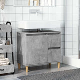 Sink Cabinet Concrete Grey 65x33x60 cm Engineered Wood - Side View