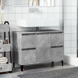 Sink Cabinet Concrete Grey 80x33x60 cm Engineered Wood - Side View