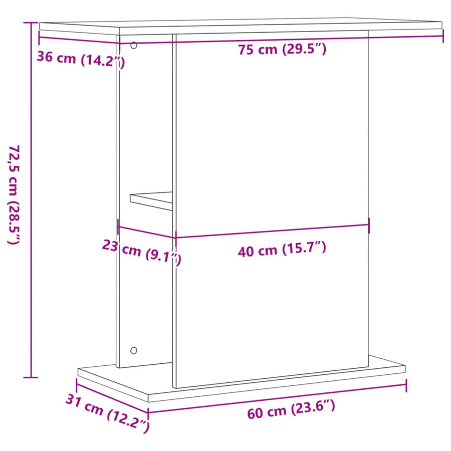 Aquarium Stand Old Wood 36x75x72.5 cm Engineered Wood