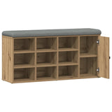 Shoe Bench Artisan Oak 102x32x50 cm Engineered Wood - Front View