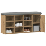 Shoe Bench Artisan Oak 102x32x50 cm Engineered Wood - Side View