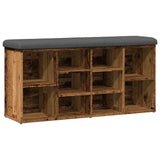 Shoe Bench Old Wood 102x32x50 cm Engineered Wood - Front View