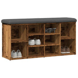 Shoe Bench Old Wood 102x32x50 cm Engineered Wood - Rear View