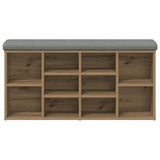 Shoe Bench Artisan Oak 102x32x50 cm Engineered Wood - Side View