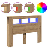 LED Headboard Artisan Oak 140x18.5x103.5 cm Engineered Wood - Front View