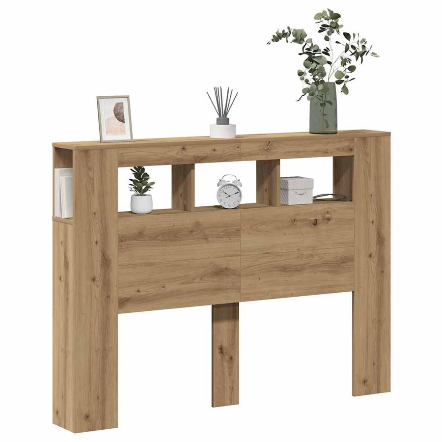 LED Headboard Artisan Oak 140x18.5x103.5 cm Engineered Wood
