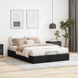 Ottoman Storage Bed Frame without Mattress Black Double Faux Leather - Side View