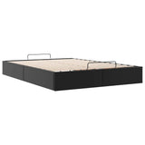 Ottoman Storage Bed Frame without Mattress Black Double Faux Leather - Rear View