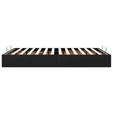 Ottoman Storage Bed Frame without Mattress Black Double Faux Leather - Low Angle
