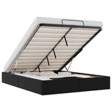 Ottoman Storage Bed Frame without Mattress Black Queen Faux Leather - Front View